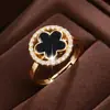Anel Aberto Flor de Zircônia Redonda Simples e Estiloso para Mulheres, um Acessório Versátil e Elegante para o Dia a Dia