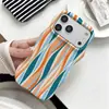 Funda de Teléfono de Manzana con Parches de Rayas Irregulares de Verano para Iphone16Promax Cubierta Protectora Doble Capa Anticaída Simple