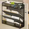 Estante de pared metálico para archivos, estante de pared para almacenamiento de artículos de oficina, estantería de pared, escritorio para exhibir papelería y documentos
