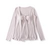 Ap25372-25 Verão Novo Estilo Estilo Americano Puro Desejo Bojo Alça Fina Cropped Cardigã Conjunto de Duas Peças Fashionável Casual