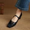 Zapatos Mary Jane de Pelo de Caballo con Piel de Oveja de Primera Capa 4cm Primavera y Otoño 2026 Zapatos de Mujer de Cuero Genuino con Correa Única Retro Talla 40