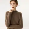 Nueva camisa básica de punto de cachemira para otoño e invierno, color liso de moda, cuello semi-alto, engrosada, simple, versátil para el uso diario de mujeres