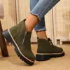 Nuevas Botas Martin de Invierno/Otoño 2025 para Mujer, Punta Redonda, Cremallera Lateral, Tacón Grueso, Talla Grande, Comercio Exterior Transfronterizo, Botines