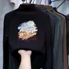 Linda camiseta de manga larga estampada para niños, nuevo estilo otoño/invierno, diseño coreano, hecha con suave tejido polar, capa base cálida para niñas