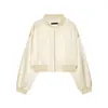 ZR Comércio Exterior Atacado Transfronteiriço Moda Feminina Europeia e Americana Conjunto de Jaqueta Bomber de Cetim de Manga Longa + Calça Casual Reta