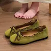 Zapatos de Salón de Gamuza Retro con Lazo, Boca Baja, para Mujer, Novedad Otoño 2026, Suela Plana, Zapatos de Noche, Mary Janes, Zapatos Planos de Ballet
