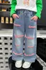 Calça Jeans Wide Leg para Meninas Primavera e Outono 2026 Novo Estilo Roupas de Outono para Crianças Calça Retilínea Estilosa para Bebê Menina Outono