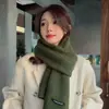 Cachecol Xadrez de Cor Pura Retro Coreano para Mulheres no Outono e Inverno, Versátil, Personalizado, de Alta Qualidade, Xale Quente e Cachecol Longo