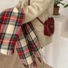 Coreia do Sul Dongdaemun compra cachecol xadrez feminino inverno Novo xale xadrez de caxemira com franjas