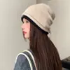 Gorro Tejido de Estilo Japonés para Mujer con Cordón y Borde Enrollado para Otoño e Invierno, Gorro Versátil para el Frío que Protege las Orejas, Gorro de Lana que Adelgaza el Rostro