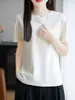 2026 Verão Fina Algodão Penteado Algodão Puro Gola Redonda Manga Curta Camiseta Feminina Básica Versátil Top com Ombro Direito Camiseta Base