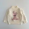 Suéter de invierno para niña, engrosado, cálido, estilo Western, bordado de dibujos animados, jersey de punto para niña, suéter básico de punto