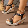 Sandalias de Moda con Perlas Florales, Adelgazantes, de Suela Gruesa, Tacón Súper Alto, Nuevo Estilo Coreano de Verano, Versátiles, con Punta Abierta, Sandalias de Cuña para Mujer