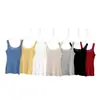 Camisola de Ganchillo con Cuello Redondo de Lana para Mujer, Estilo Delgado de Primavera y Verano, Capa Base de Alta Elasticidad, Corte Ajustado, Top sin Mangas para Ropa de Abrigo