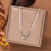 [Collar de Acero de Titanio Dorado + Color Acero] Moda de Lujo Ligero para Mujer El Más Fácil de Combinar Cadena para Clavícula Collar de Amor de Nicho de Gama Alta