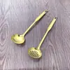Cuchara Dorada para Hot Pot, Cucharón Dorado Grande de Acero Inoxidable para Sopa, Escurridor de Sopa, Cuchara de Mango Largo, Cuchara para Gachas, Colador, Cuchara Dorada