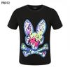 Psy Venta al por Mayor Marca Americana de Moda Cho Bun Camiseta Colorida Calavera Conejo Degradado Estampado de Letras Estilo de Pareja Manga Corta Ny