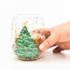 Taza de Árbol de Navidad Estilo Nuevo, Resistente al Calor y No Caliente, Taza de Doble Pared, Taza Navideña con Lentejuelas Flotantes, Árbol de Navidad de Doble Pared de Dibujos Animados