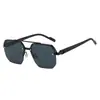 Gafas de Sol Nuevas Transfronterizas para Hombres y Mujeres, Cuadradas de Marco Delgado para Adelgazar Rostro Grande, Gafas de Sol de Medio Marco de Moda Anti-UV
