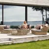 Conjunto Creativo de Sofá de Mimbre para Exteriores, Terraza, Villa, Jardín, Impermeable, Protector Solar, Balcón al Aire Libre, Muebles Tejidos de Ocio