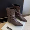 Botines estilo Western de punta fina retro para mujer, nueva colección de otoño, adecuados para figuras menudas, con tacones gruesos, cañas de botín y detalles de hebilla, parecidos a los botines Martin