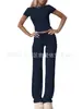 Comercio exterior transfronterizo Ropa europea y americana para mujer Primavera y verano 2024 Traje de moda de color liso con cuello redondo, temperamento urbano de ocio