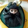 Llavero de coche con muñeco de piel de zorro real, adorno de bola de peluche, colgante para bolso escolar, regalo de cumpleaños para mujer