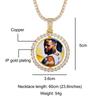 Collar con colgante giratorio de doble cara con foto de recuerdo de hip hop transfronterizo europeo y americano, con marco de foto hueco de diamantes y circonita.