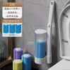 Escova de Banheiro Descartável para Banheiro Doméstico, Escova de Limpeza de Vaso Sanitário Montada na Parede com Cabeça de Escova Substituível