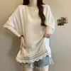 Camiseta Patchwork 2026 Top de Encaje Manga Corta Casual Corte Holgado para Mujeres de Tallas Grandes, Texturizado, Talla Extra Grande, Ropa para Mujer que Adelgaza y Cubre el Vientre
