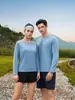 Tamanho europeu, absorvente de suor, secagem rápida, antibacteriano 7A, resistente a UV, tecido canelado 100% poliéster, camiseta esportiva de manga longa profissional