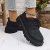 Sapatos de Couro Pequenos 2025 Primavera e Outono Novos de Sola Grossa Estilo Britânico de Amarrar Boca Baixa Preguiçoso Tamanho Grande Mocassins Femininos