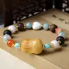Pulseira de Múltiplas Pedras com Contas de Frutas Marfim Queimadas a Carvão, Coração de Chifre de Veado, Ágata Vermelha do Sul, Jade Tianshan e Agarwood Atacado para Mulheres