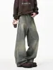 Pantalones casuales estilo americano, pantalones rectos holgados de pierna ancha para primavera y otoño, jeans de mezclilla lavada con estilo para hombre, estilo vintage moderno de alta calle