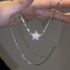 Colar de Estrela de Cinco Pontas de Diamante Magnético Colar de Estrela de Aço Inoxidável de Verão Attico Cyber Celebridade Clavícula Cadeia Luz Estilo de Luxo