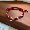 Corda de Mão Raposa Flor de Pessegueiro Prata de Lei 925 Moda Nacional Nova Pulseira de Corda Vermelha Chinesa Feminina Nicho Corrente de Tornozelo Antiga Tornozeleira
