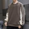 Suéter masculino gola redonda novo da primavera de 2024 estilo Hong Kong moda jovem casual combinação de cores solto top esportivo
