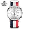 Reloj MEGIR con esfera ultrafina y correa de malla, multifunción, cronógrafo, resistente al agua, luminoso, calendario, venta al por mayor.