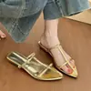 ¡La primera tendencia de moda de la temporada! Elegantes sandalias de punta, de una sola tira y con tacón grueso para mujer, verano 2026, sandalias planas adelgazantes