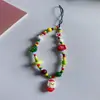Corrente para Celular do Papai Noel Pingente DIY Feito à Mão com Contas Coloridas Pingente Chaveiro Câmera CCD Pingente para Mulheres