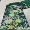 Tela de Lentejuelas Estampada con Cuentas Densas de Flores de Plantas Vestido de Escenario para Mujer Tela de Malla Bordada