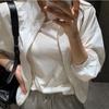 2025 Nueva Chaqueta de Otoño Coreana con Cuello Mao para Mujer Holgada Delgada Versátil de Manga Larga Casual Protección Solar Top