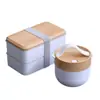 Lonchera Blanca, Lonchera Térmica, Estudiante Doméstico Microondas Cuchara, Tazón para Sopa, Recipiente para Conservar Frescura, Juego de Grado Alimenticio