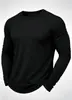 Nueva camiseta de manga larga estampada para hombre, color liso, estilo básico, adecuada para el uso casual diario y los viajes, una prenda básica simple y versátil para el armario