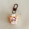 Chaveiro Pingente Gato Óculos de Torrada 3D Desenho Animado Acessório Decorativo para Bolsa Feminina Fofa Presente para Melhores Amigos