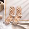 Calcetines de Media Caña de Otoño e Invierno para Niños Estilo Japonés Vintage Estilo Étnico Calcetines Marrones Moda Coreana Calcetines de Algodón de Tubo Largo Modernos