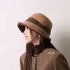 Chapéu de Pescador Retrô Britânico de Alta Qualidade para Mulheres, Estilo Coreano, Outono e Inverno, Versátil, Elegante, Quente, Chapéu Bucket Emagrecedor
