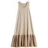 Vestido Colete Patchwork Artístico Novo Outono/Inverno 2026 Comércio Exterior Japonês e Coreano Roupa Externa Simples Afinando Camada Base Vestido Quente