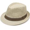 Sombrero de Paja de Verano de Moda Sombrilla Sombrero de Paja Estilo Coreano para Hombre Sombrero de Paja con Malla Empalmada Sombrero de Jazz Retro Británico Sombrero de Protección Solar