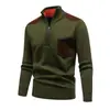 Suéter com zíper parcial e gola alta, novo estilo outono/inverno masculino, suéter moderno, malha casual e versátil para vendas transfronteiriças